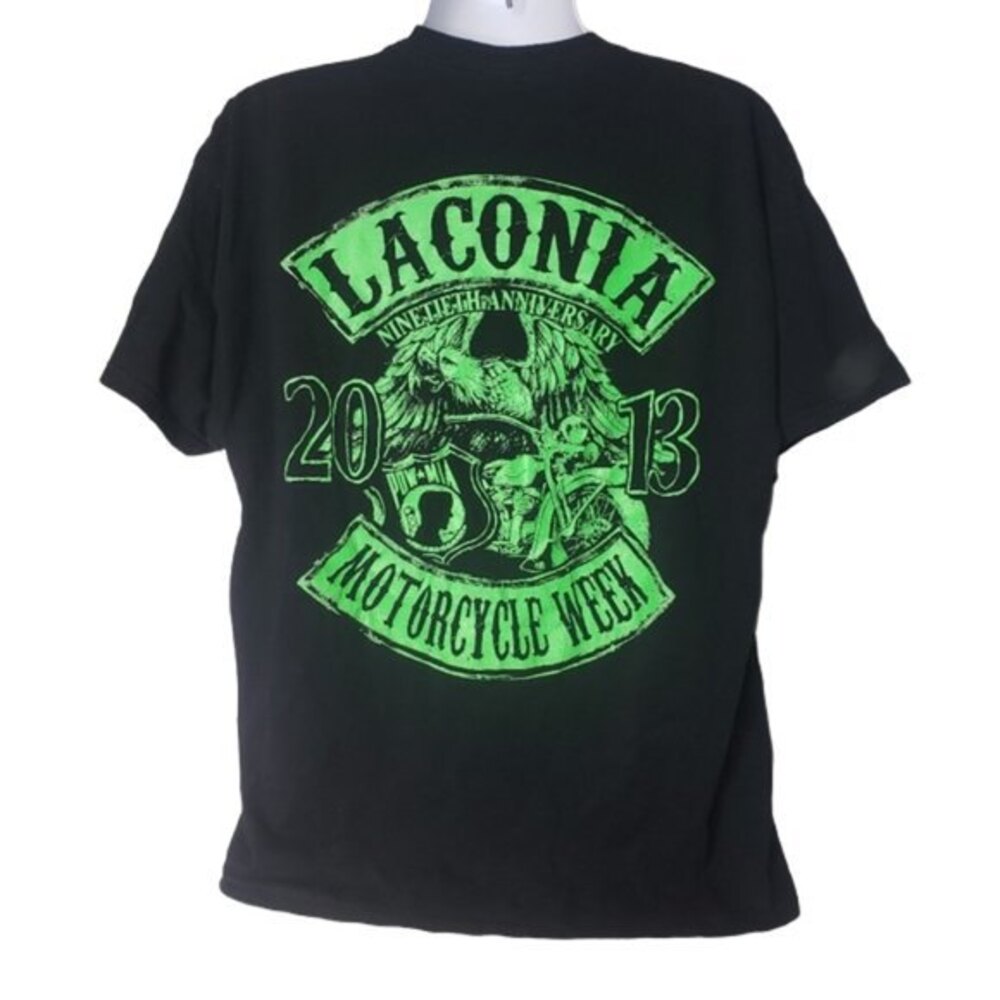 LACONIA 2013 Motorcycle Week Black Green T Shirt Size 2XL